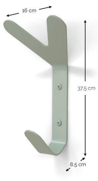 Szarozielony ścienny stalowy haczyk Frondo – Spinder Design