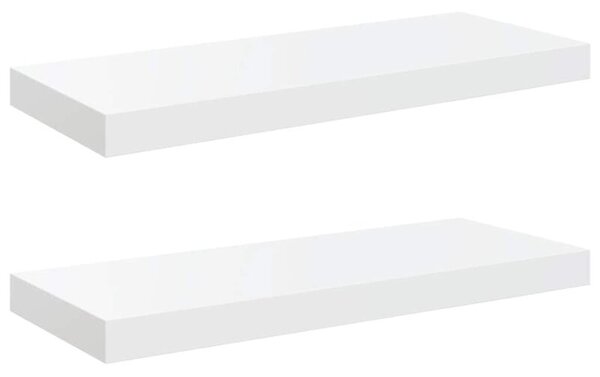 Półki ścienne 2 szt., wysoki połysk, białe, 60x23,5x3,8 cm, mdf