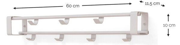 Szarobrązowy stalowy wieszak ścienny z półką 60 cm Rex – Spinder Design