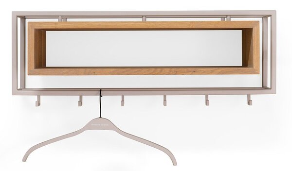 Wieszak ścienny z litego drewna dębowego w naturalnym kolorze/szarobrązowy z półką 78 cm School – Spinder Design