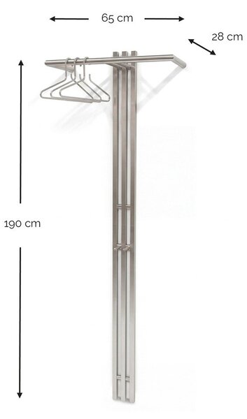Stalowy wieszak ścienny w kolorze srebra 65 cm Senza – Spinder Design