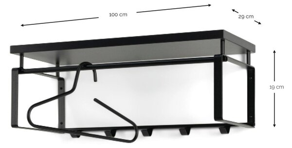 Stalowy wieszak ścienny w naturalnym kolorze/szarobrązowy z półką 70 cm Rex – Spinder Design
