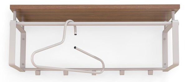 Stalowy wieszak ścienny w naturalnym kolorze/szarobrązowy z półką 70 cm Rex – Spinder Design