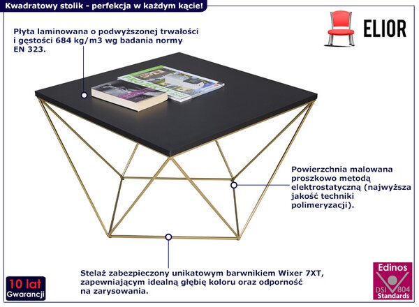 Stolik kawowy w stylu glamour czarny + złoty G5-W53