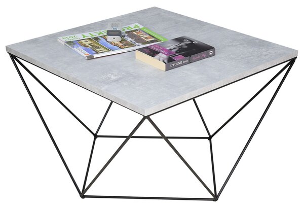 Druciany stolik kawowy beton + czarny - Galapi 4X