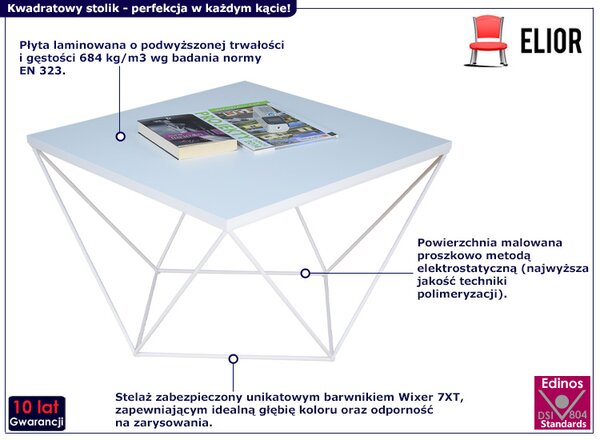 Biały metalowy stolik kawowy T5-N40