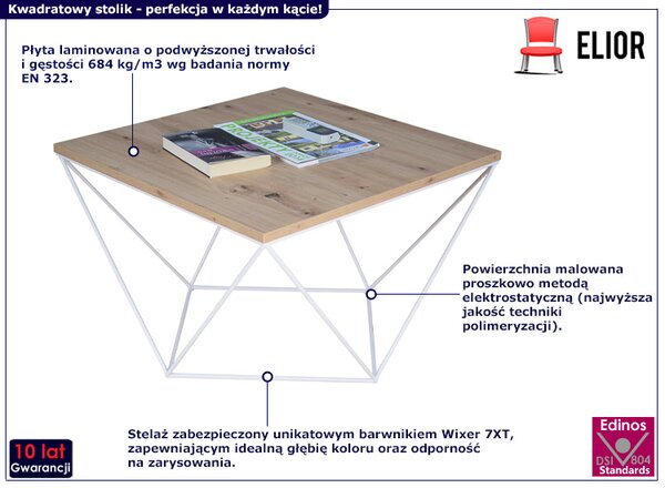 Skandynawski stolik kawowy dąb artisan + biały K6-A62