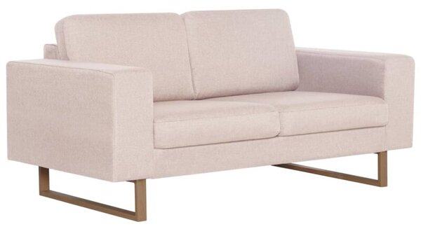 Sofa 2-osobowa tapicerowana tkaninÄ , kremowa
