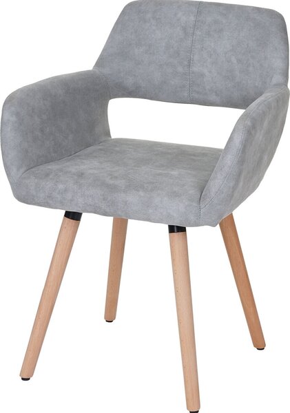 Krzesło do jadalni HWC-A50 II, krzesło kuchenne, design retro 50s ~ tekstylia, beton vintage szary, jasne nogi