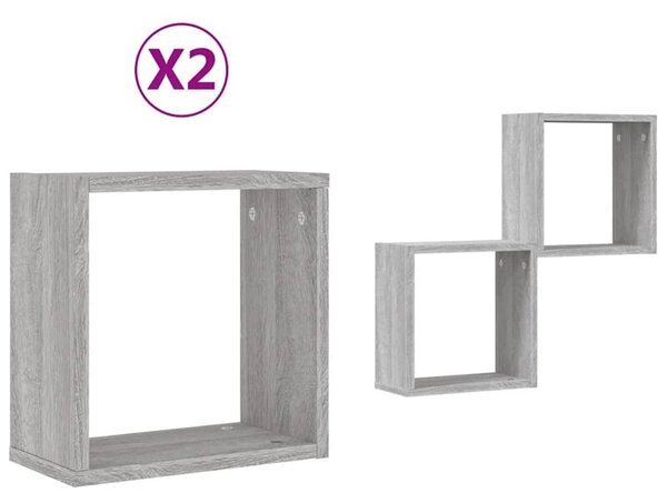 Półki ścienne 2 szt. szary sonoma 30x15x30 cm