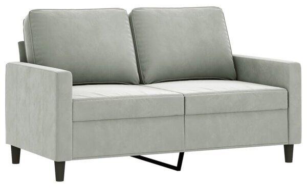 Sofa 2-osobowa, jasnoszara, 120 cm, tapicerowana aksamitem