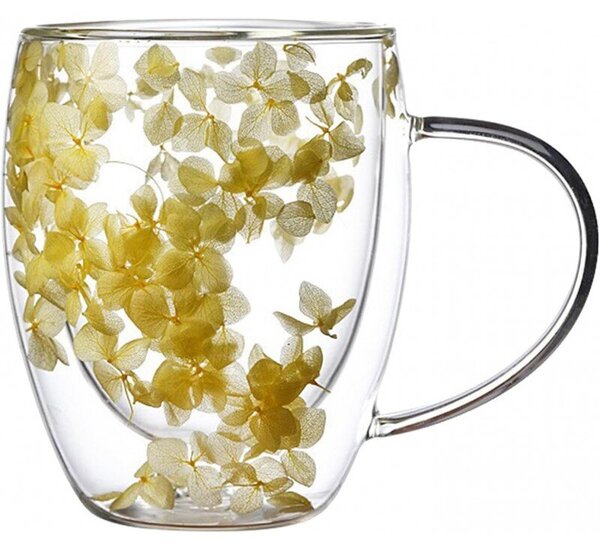 Szklanka termiczna z kwiatami w środku, hortensje 300 ML 1szt SZK153
