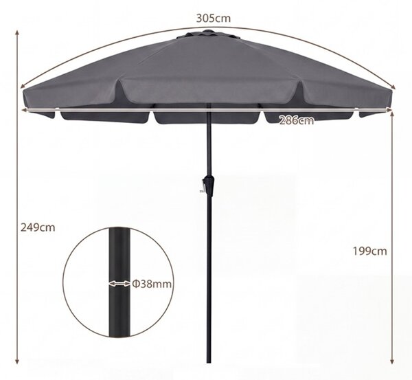Parasol ogrodowy z regulacją kąta nachylenia
