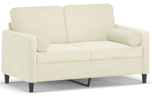 Sofa 2-osobowa z poduszkami, kremowa, 120 cm, aksamit