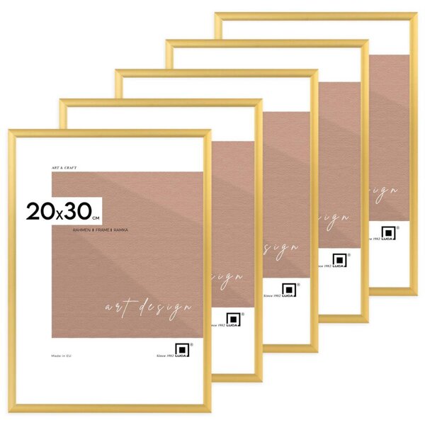 Ramka na zdjęcia 20x30 cm aluminiowa złota Zestaw 5 ramek 20x30 cm LUCA®