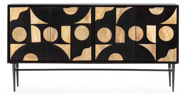 Czarna komoda z litego drewna mango 175x90x40 cm Navya – MOME