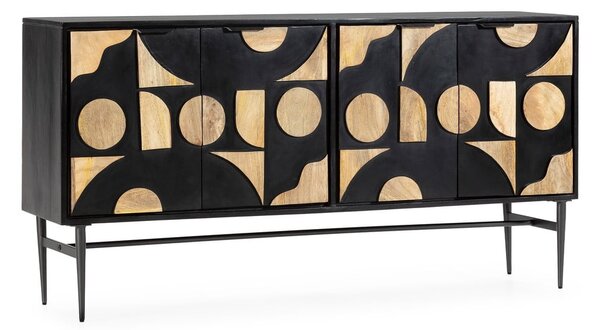 Czarna komoda z litego drewna mango 175x90x40 cm Navya – MOME