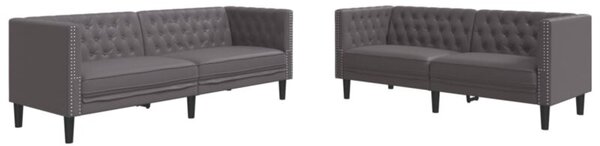 Zestaw 2-cz. wypoczynkowy chesterfield, szary, sztuczna skÃ³ra