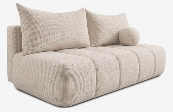 Sofa Rozkładana Kanapa z Funkcją Spania Dwuosobowa Do Salonu Kremowa SARIA