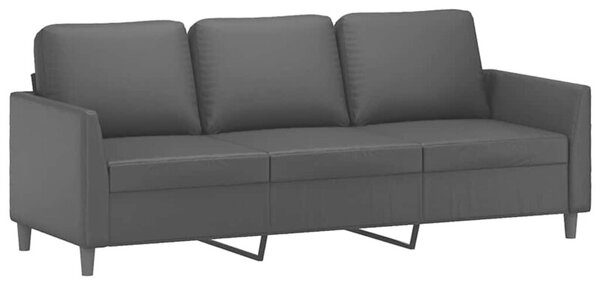 Sofa, 3-osobowa czarna, 180 cm, obita sztucznÄ skÃ³rÄ