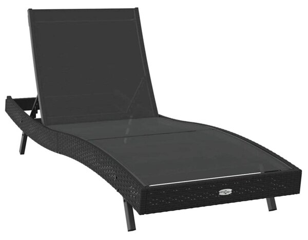 Leżak czarny 197 x 70 x 82 cm polirattan