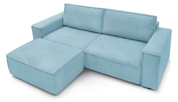 Miętowa sztruksowa rozkładana/ze schowkiem sofa 245 cm Nihad – Bobochic Paris