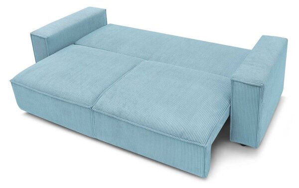Miętowa sztruksowa rozkładana/ze schowkiem sofa 245 cm Nihad – Bobochic Paris