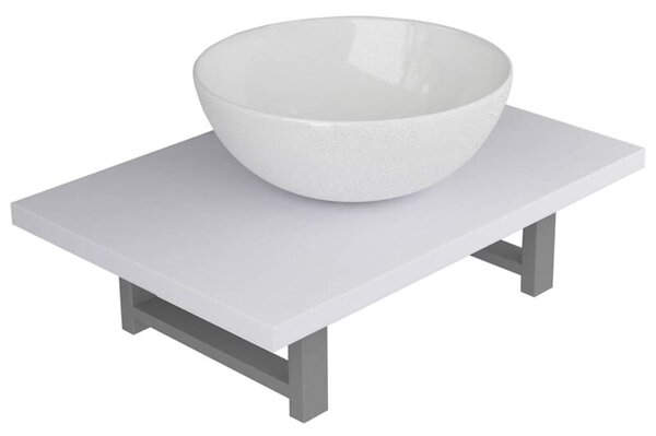 Dwuczęściowy zestaw mebli do łazienki, ceramiczny, biały