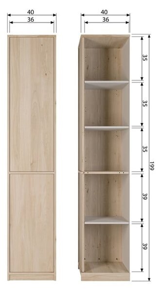 Szafka modułowa w dekorze dębu 40x199 cm Modulair – vtwonen