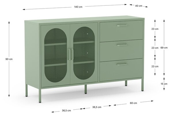 Miętowa komoda 140x90 cm Diora – Marckeric