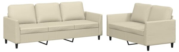 Sofa 2-osobowa z poduszkami, kremowa, sztuczna skÃ³ra