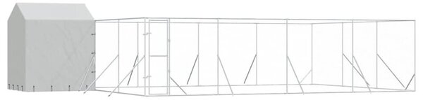 Kojec dla psa, z dachem, srebrny, 10x6x2,5m, stal galwanizowana