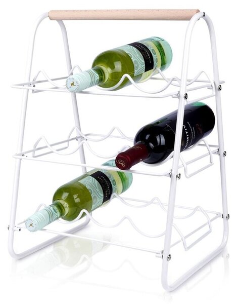 Stojak na wino metalowy biały 9 butelek 33x29x46 cm