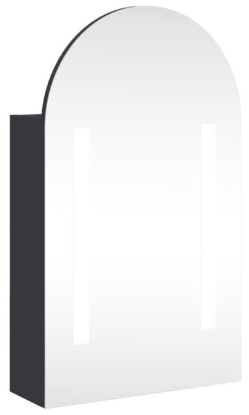 Szafka łazienkowa z lustrem i LED, łukowa, szara, 42x13x70 cm