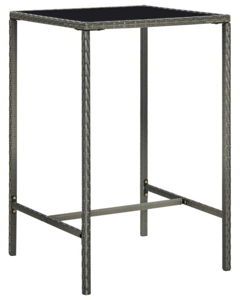 Ogrodowy stolik barowy, szary, 70x70x110 cm, rattan pe i szkło