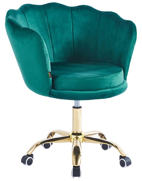 MebleMWM Krzesło obrotowe muszelka DC-6099 zielony welur nogi złote