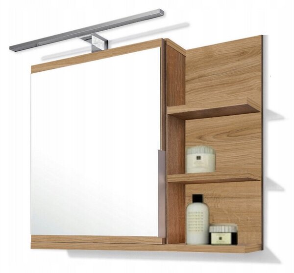Szafka łazienkowa z lustrem i oświetleniem LED Better Home 60x50x14 cm Dąb craft złoty