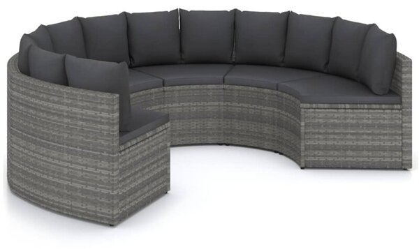 Sofa 6-częściowa do ogrodu, z poduszkami, polirattan, szara