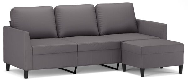 Sofa 3-osobowa z podnÃ³Å¼kiem, szary, 180 cm, sztuczna skÃ³ra