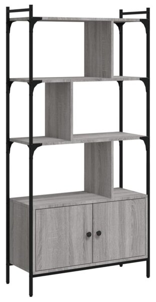 Biblioteczka z drzwiczkami, szary dąb sonoma, 76,5x30x154,5 cm