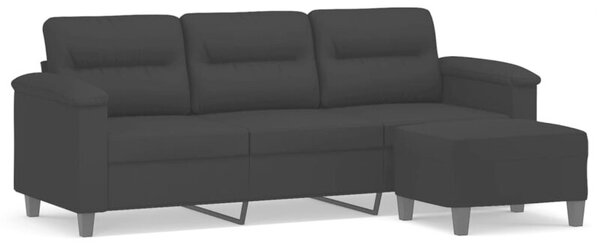 Sofa 3-os. z podnÃ³Å¼kiem, czarna, 180 cm, obita mikrofibrÄ