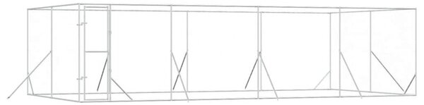 Kojec zewnętrzny dla psa, srebrny, 8x4x2 m, stal galwanizowana