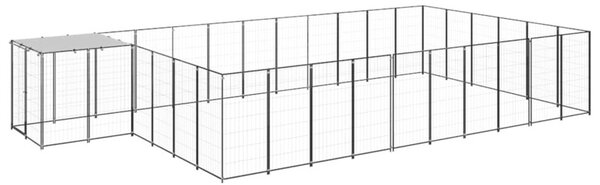 Kojec dla psa, czarny, 19,36 m², stalowy