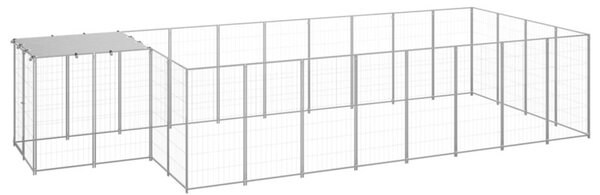 Kojec dla psa, srebrny, 10,89 m², stalowy