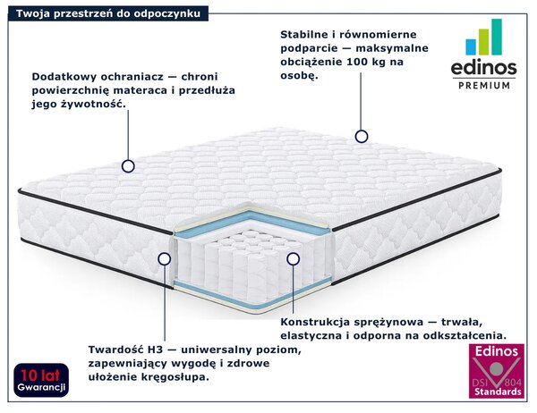 Materac sprężynowy z pokrowcem 140x200 cm D8-L71