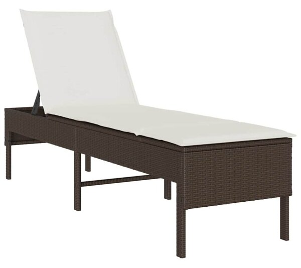Leżak z poduszką brązowy 55x200x44cm polirattan