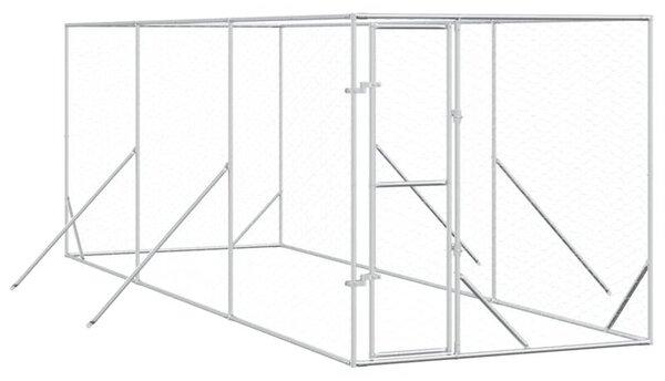 Kojec zewnętrzny dla psa, srebrny, 2x6x2 m, stal galwanizowana