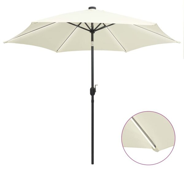 Parasol ogrodowy z LED i aluminiowym słupkiem, 300 cm, piaskowy