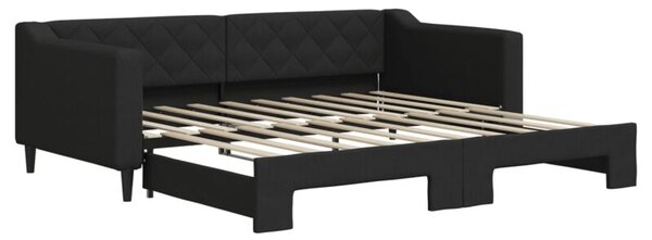 Sofa rozsuwana, czarna, 90x190 cm, tkanina