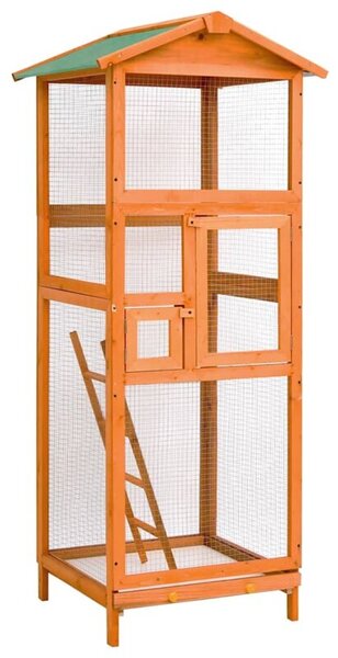 Klatka dla ptaków, 68x62x166 cm, lite drewno jodłowe